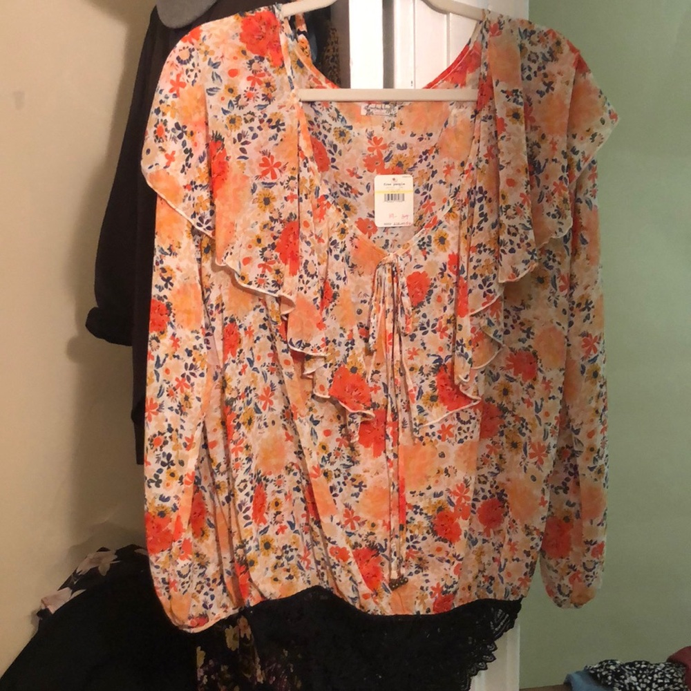 Free People ivory combo floral bodysuit